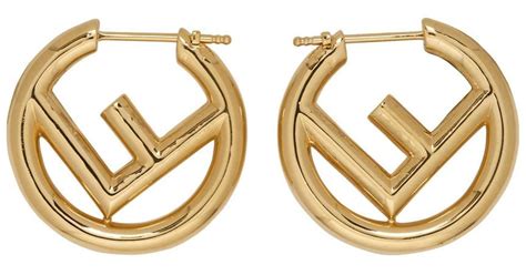 fendi earrings gold hoops|Fendi small hoop earrings.